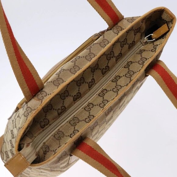 GUCCI GG Canvas Tote Bag Beige Silver 019 0401 Auth - Picture 4 of 16